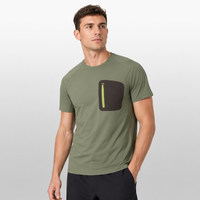 T-shirt décontracté pour homme, col rond, manches courtes, sensation glacée, en nylon et élasthanne, coupe ample, avec poche, design sans couture, disponible en grandes tailles, OEM