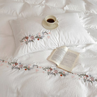 Housse de couette en chanvre haut de gamme, style rétro, brodée, respirante, 3 pièces, durable, antibactérienne, respectueuse de l'environnement, pour la maison