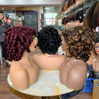 Pelucas Baratas al por Mayor, Proveedor de Cabello Virgen, Pelucas Bob con Flequillo sin Encaje, Hechas a Máquina con Rizado SDD Romance