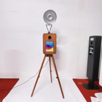 Photomaton en bois vintage de 18.5 pouces peint pour fête de mariage et photomaton compatible avec le smartphone iPad et l'appareil photo reflex numérique