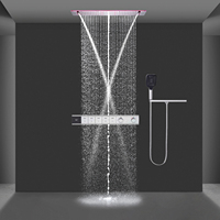 Ensemble de douche LED Bluetooth pour salle de bain 900*300 MM, pomme de douche LED encastrée au plafond, effet pluie et cascade, ensemble de douche thermostatique