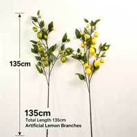 Grosir Ranting Lemon Hijau Buatan 135cm, Buah Palsu, Simulasi Batang Jeruk Nipis untuk Rangkaian Bunga, Tersedia Pesanan Khusus
