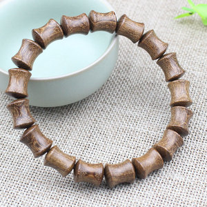 Golden Sandalwood <b>Bracelet</b> 10*12MM Bamboo Joint Style Unisex <b>Couple</b> Jewelry Ethnical Design Polished Tree Material - Product Image 1