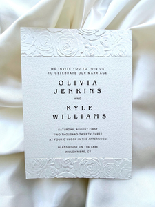 แผ่นพิมพ์ลายนูนแบบสั่งทำพื้นผิวกระดาษคอตตอนการ์ดเชิญงานแต่งงาน - Product Image 4