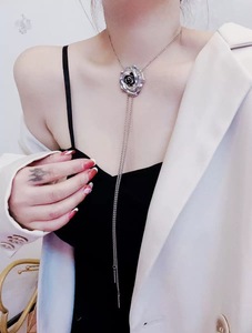 Pendentif tendance noir en acier inoxydable avec chaîne à maillons extensible, chaîne de <span class=keywords><strong>pull</strong></span>, bijou cadeau pour la vente en gros, unisexe, fabriqué en Chine - Product Image 3