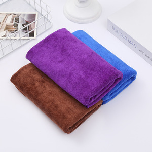 Serviette en microfibre 35x75 cm, épaisse et absorbante, pour lavage de voiture, séchage des cheveux, serviette cadeau, couleur unie, rectangulaire - Product Image 1