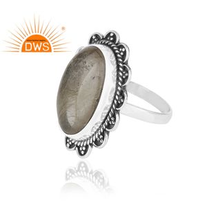 Anillo de Piedra Preciosa de Rutilo Dorado, Anillo Grueso de Plata de Ley Maciza de Diseño Antiguo, Fabricante de Joyería, Colección Clásica - Product Image 3
