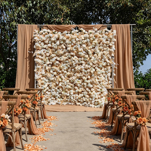 Mur de fleurs artificielles en tissu de haute qualité, blanc, pour décorations de mariage - Product Image 1