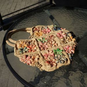 French Korea Romantic Style <b>Hand</b> <b>Made</b> Flower Design Beach Bag - Product Image 2