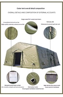 Tente d'abri gonflable modulaire imperméable et résistante au feu pour évacuation en cas de catastrophe, survie familiale, secours d'urgence