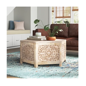 Mesa de Centro Jodhpuri Woods Naksh con Tallado, Madera de Mango, Hecha a Mano, Madera Sólida, Mesa de Centro Tradicional Artística para Sala de Estar - Product Image 6