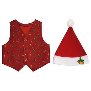Christmas Green Vest Costume For Children Holiday Performance Wear With Santa <b>Hat</b> And Gift <b>Box</b> - Product Image 4