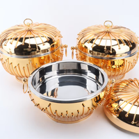 Ensemble de buffet de luxe pour le Grand Ramadan, 3.5L 4.5L 5.5L, avec couvercles style cage à oiseaux dorés, chauffe-plats traditionnels pour repas de l'Aïd, décoration religieuse