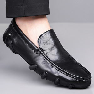 Mocasines casuales de cuero para hombre, sin cordones, de color sólido negro y marrón, para oficina, origen Wenzhou - Product Image 3