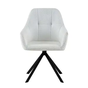 Dining Chair Hotel Resaurant Nordic Back Connector Bracket Wood And Fabric Boucle Grey Velvet Black Legs
