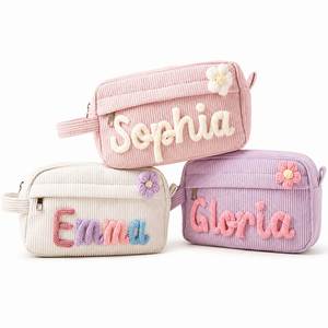 Case, Custom Makeup <b>Bag</b>, Corduroy Pencil & <b>Large</b> Capacity Cosmetic <b>Bag</b> - Travel Toiletry Pouch - Product Image 1