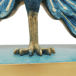 รูปปั้นนกยูงโลหะประดับบ้าน,รูปปั้นนกยูงสีบรอนซ์สีน้ำเงิน - Product Image 5