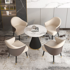 Nordic Style <b>Round</b> Negotiation <b>Table</b> With <b>4</b> <b>Chairs</b> Minimalist Design For Business Reception <b>And</b> Leisure Areas - Product Image 1