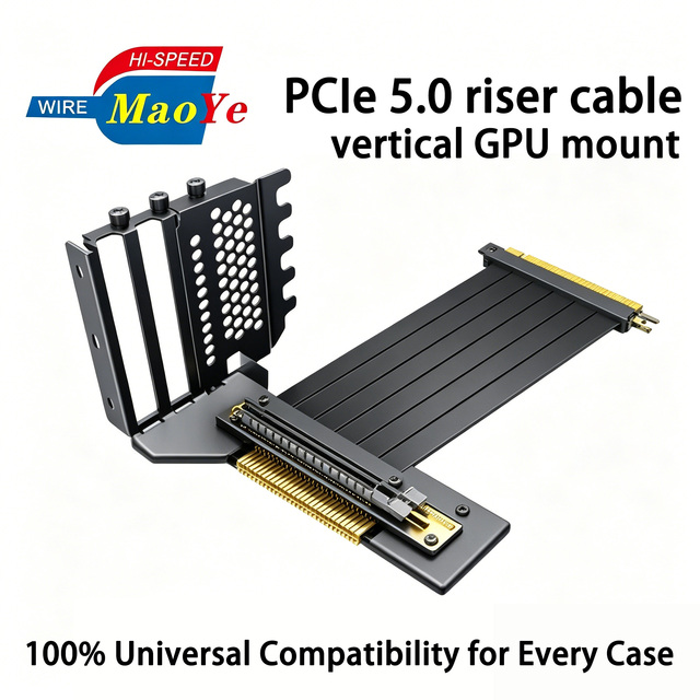 GPU Vertical Mount Bracket with PCIe 5.0 X16 Riser Cable 128Gbps Fits RTX 5090/4090 ATX/ITX/SFF Server Cases OEM in Stock