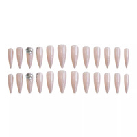 Faux ongles à presser de luxe rose poudré scintillant, style stiletto, avec grappes de diamants roses surdimensionnées, pour événements mondains, fournitures pour ongles