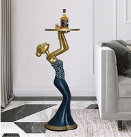 Statue de sculpture moderne légère et luxueuse pour le salon en résine pour fille plateau de rangement pour décoration de la maison pièce décorative élégante