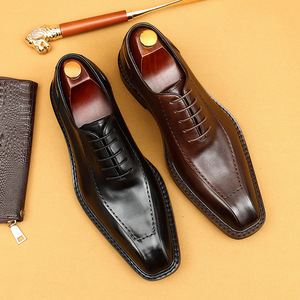Men's 2026 new business formal wedding men's <b>shoes</b> - retro genuine leather pointed-toe high-end Oxford <b>shoes</b> - Product Image 2