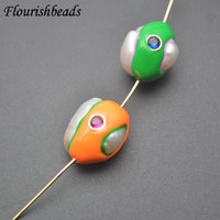 Bonne qualité blanc perle d'eau douce émail coloré mauvais yeux rugueux rond perles en vrac pour la fabrication de bijoux collier Bracelet