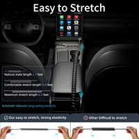 Câble de charge de voiture rétractable à ressort 4 en 1 240W PD 27W/65W/240W A-C/C-C Câble de charge USB Carplay pour iPhone Android