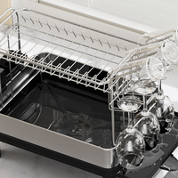 Égouttoir à vaisselle à deux niveaux en acier inoxydable avec bac de drainage pour comptoir de cuisine, support de séchage et de rangement de vaisselle peu encombrant