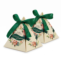 Florale Dreieckige Hochzeits-Geschenkbox Vintage Blumen-Pyramiden-Süßigkeitenbox mit Band Schokoladen-Süßigkeitenbox für Brautparty