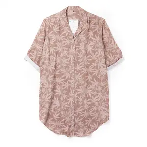 여름 해변 착용 여성 셔츠 사용자 정의 패턴 인쇄 Viscose 짧은 소매 셔츠 드레스
