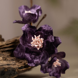 Nouveau produit original en velours à motif floral, inspiré du patrimoine culturel immatériel, épingle à cheveux souple, coiffe Hanfu faite à la main, violet - Product Image 4