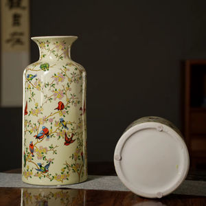 आधुनिक विलासिता nordic रेट्रो सिरेमिक <span class=keywords><strong>vase</strong></span> आइस क्रैक पीले कला डेको शैली के कार्यात्मक टेबलटॉप स्टोरेज जार गृह सजावट सामान - Product Image 1