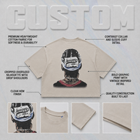 Camiseta de manga corta de algodón puro de 315g, estilo americano, resistente, con diseño de retrato impreso directamente, top informal holgado para hombre