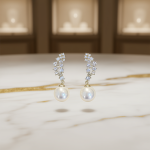 Eleganti Orecchini Pendenti Placcati in Oro Bianco con Cristalli e Strass, Design Geometrico per Donne, Stile Classico da Matrimonio - Product Image 2