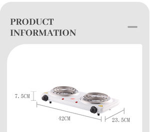 Placa Calefactora Eléctrica de Doble Quemador con 2 Bobinas en Espiral, de Alta Calidad y Durabilidad, <span class=keywords><strong>para</strong></span> Diversos Usos de Cocina, 110v - Product Image 4