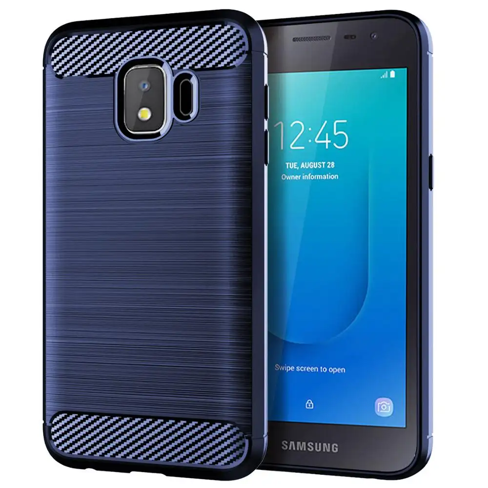 Business Style Anti Fingerprint Carbon Fiber Soft TPU Mobile Phone Bags Cases For Samsung J2 Core Back Cover