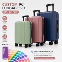 Set Koper PC Custom 20/24/28 Inch Hardshell Trolley dengan Roda Spinner, Pabrik OEM ODM, Cetak Logo