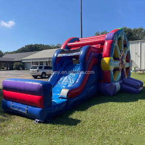 GMY Inflables Noria Feliz Cumpleaños Salto Castillo Tobogán Combo Chateau Gonflable Enfant Niño Parque infantil al aire libre - Product Image 1