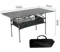 Table de camping pliante moderne en aluminium, portable, pour extérieur, noir et jaune, usage entrepôt, vente en gros