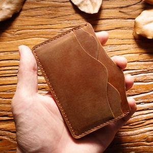 Retro Handmade Genuine Leather <b>Card</b> Storage Case Crazy Horse Leather <b>Card</b> <b>Holder</b> Vintage Men <b>Wallet</b> Slim Minimalist <b>Wallet</b> - Product Image 2