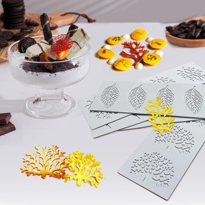 Lot de 5 moules en silicone ajourés 3D en forme de feuille de corail et de tuile, pour fondant, pâtisserie, résine, argile, sucre et décoration artisanale - Product Image 2