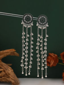 Vintage altın hint takı etnik geometri bildirimi uzun küpe kadınlar için büyük çingene Jhumka damla küpe - Product Image 3