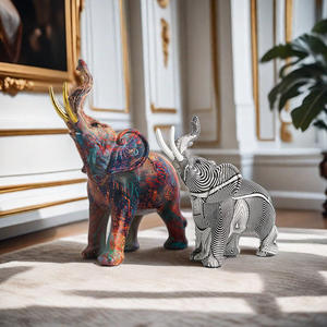 Elefante Esculpido en Resina Epoxi con Transferencia de Agua, Artesanía de Arte Popular, Decoración Creativa para el Hogar, Oficina, Sala de Estar, Adorno para Vinoteca - Product Image 3