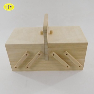 Boîte à coudre pliable <span class=keywords><strong>en</strong></span> <span class=keywords><strong>bois</strong></span>, naturelle, légère et inachevé - Product Image 5
