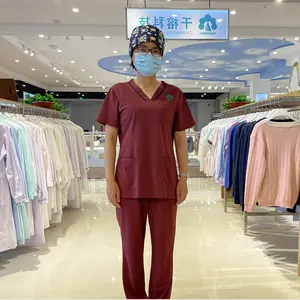 newly developed knitted good quality soft fabric date color fashionable scrub uniform set for medical hospital uses