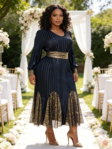 <span class=keywords><strong>Robe</strong></span> pour <span class=keywords><strong>femme</strong></span> Sheen, dernière mode, couleur unie, manches lanternes, estampage doré, plissée avec ceinture, élégante, décontractée, style Miyake, <span class=keywords><strong>grande</strong></span> <span class=keywords><strong>taille</strong></span> - Product Image 4