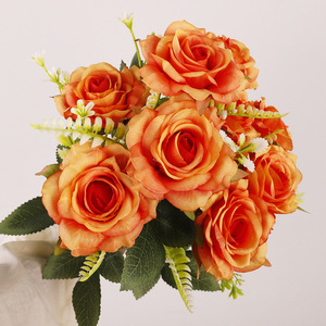 Bouquet de roses artificielles 9 têtes, fleurs en soie roses, décoration de mariage, haute simulation, réutilisable, cadeau pour la Saint-Valentin, la fête des mères - Product Image 2