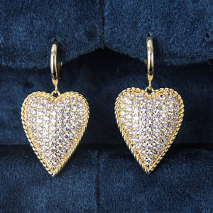 Exagerar personalizado Joyeria Circonitas Forma Corazon conjuntos de joyas chapado en oro Ice Out Heart Zircon mujeres pendiente collar conjunto - Product Image 5