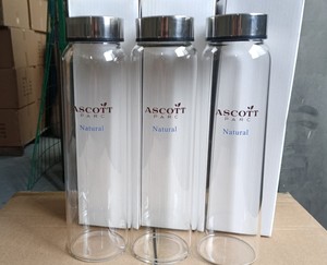 Chronologie de bouteille d'eau en verre classique transparente personnalisée minimaliste de 500ml , 750ml avec couvercle en acier inoxydable - Product Image 6